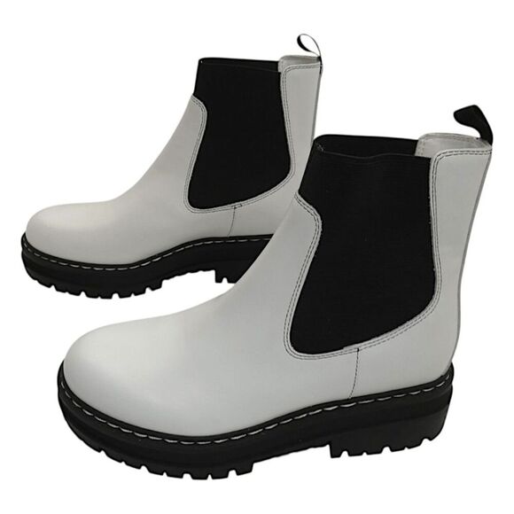NWOB Marc Fisher ML Patrick White Chelsea Boots Chunky Lug Sole Women’s 6.5 - Picture 4 of 9